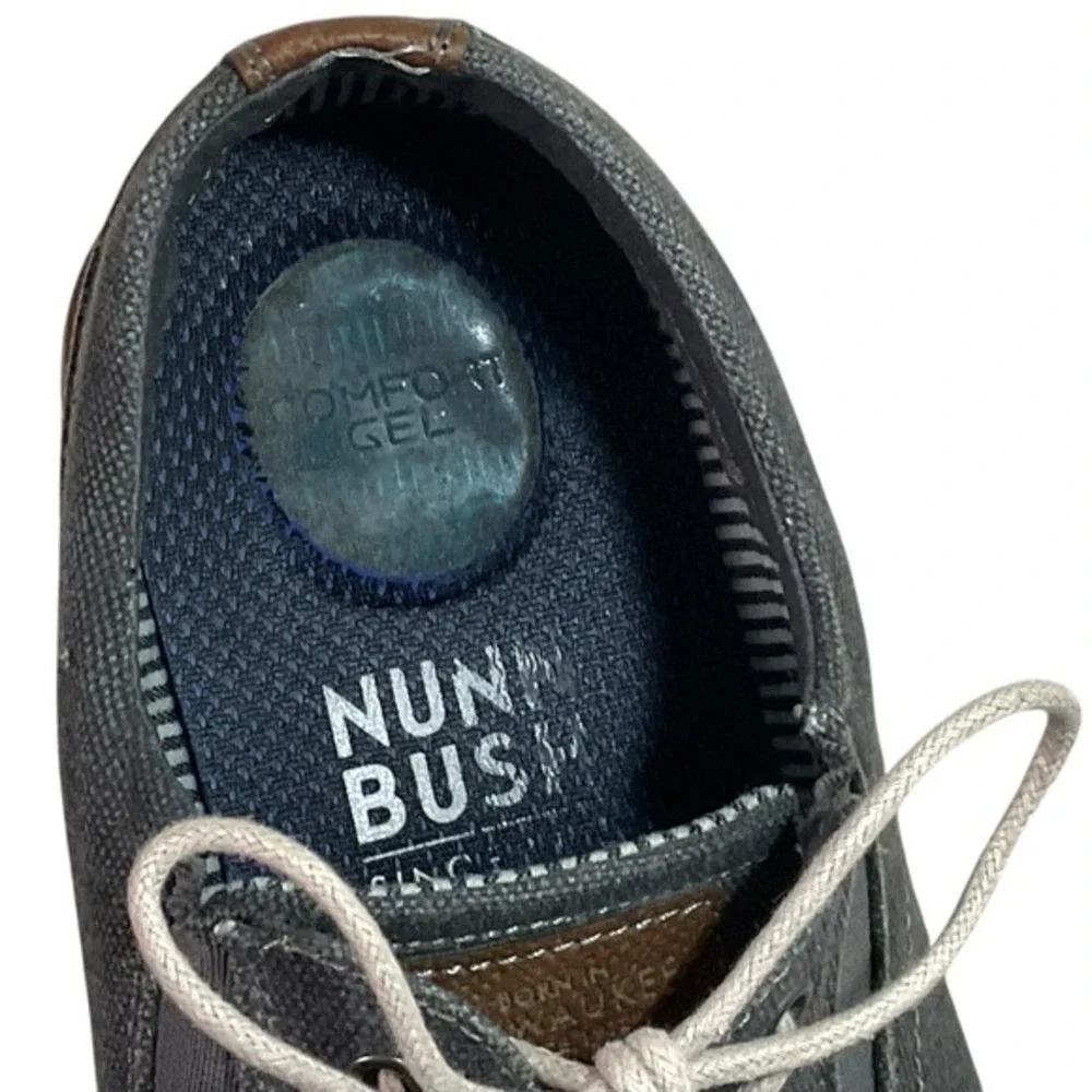 Nunn Bush Mens 11M Charcoal Gray Canvas Comfort Gel Oxford Shoes 84856-025